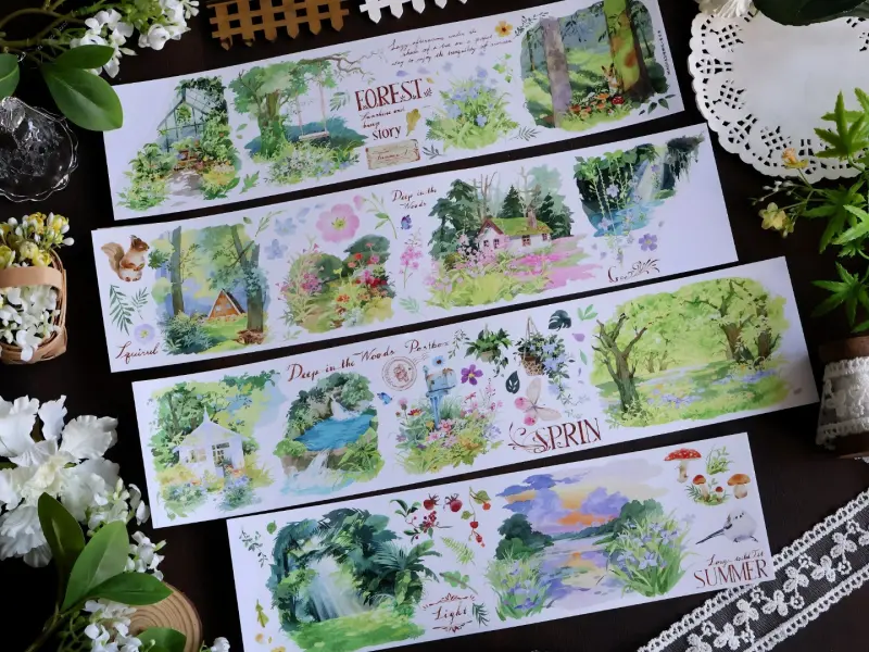 Meowpaji Washi Tape Sample - Forest Garden Landscape