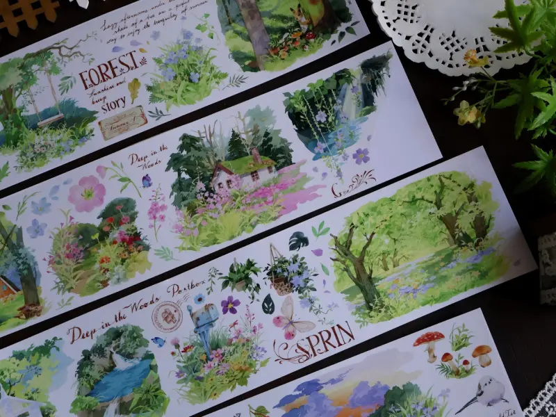 Meowpaji Washi Tape Sample - Forest Garden Landscape