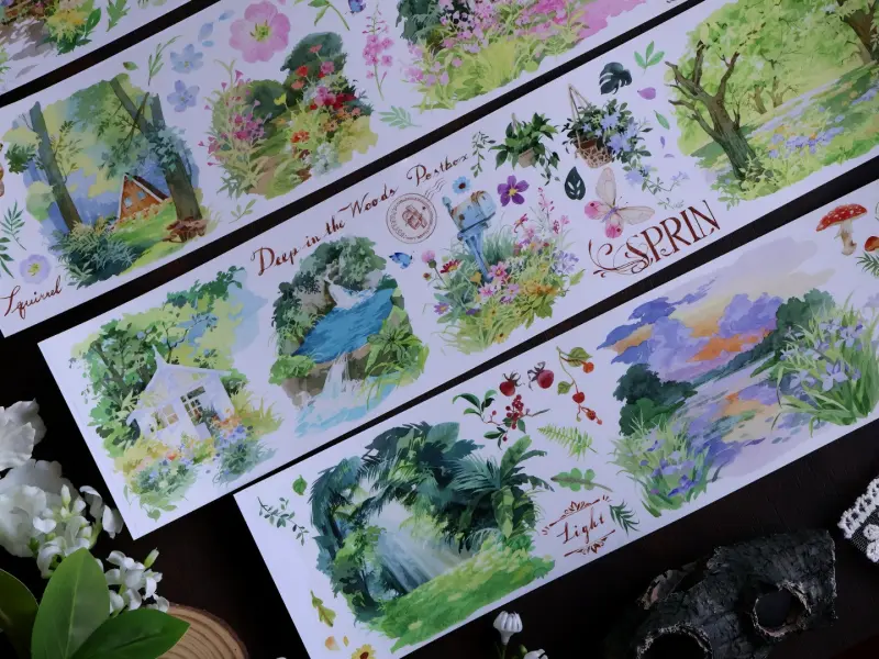 Meowpaji Washi Tape Sample - Forest Garden Landscape