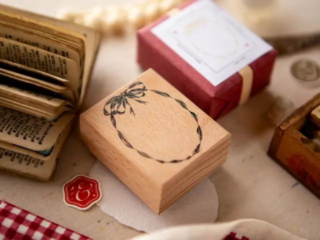 OURS Wooden Rubber Stamp - Oval Ribbon