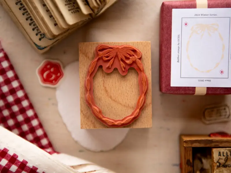 Pre-Order OURS Wooden Rubber Stamp - Oval Ribbon