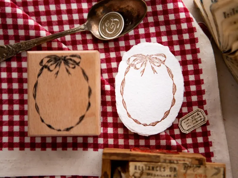 Pre-Order OURS Wooden Rubber Stamp - Oval Ribbon