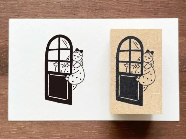 Stamp Marche Rubber Stamp - Peeking From The Door