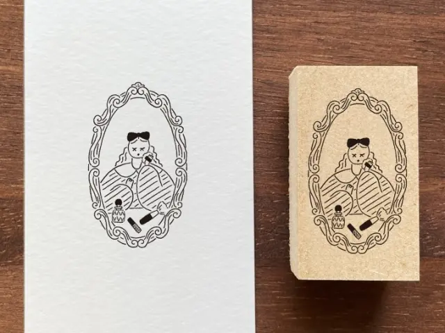 Stamp Marche Rubber Stamp - Putting on Makeup