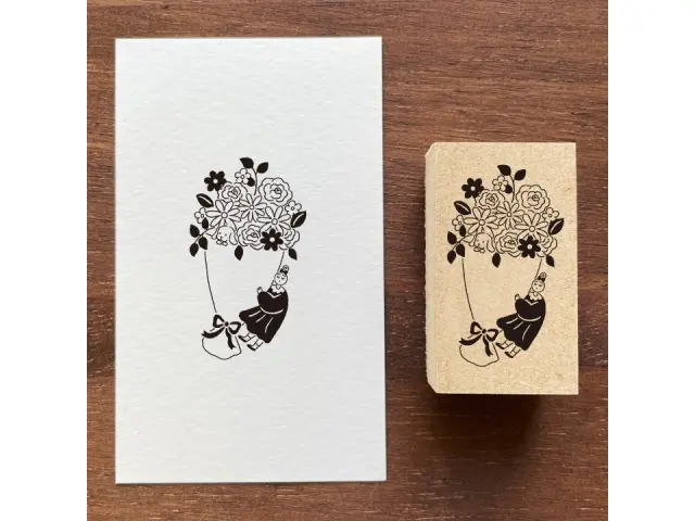Stamp Marche Rubber Stamp - Maru-chan and the Bouquet 