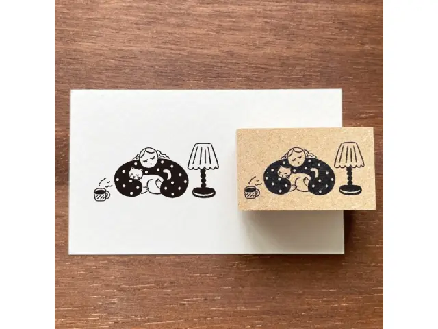 Stamp Marche Rubber Stamp - With Coffee and a Cat