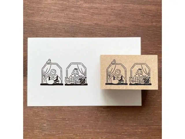Stamp Marche Rubber Stamp - Chatting by the Window