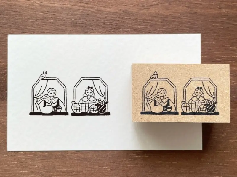 Stamp Marche Rubber Stamp - Chatting by the Window
