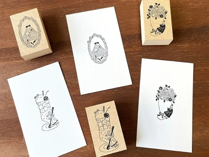 Stamp Marche Rubber Stamp - Putting on Makeup