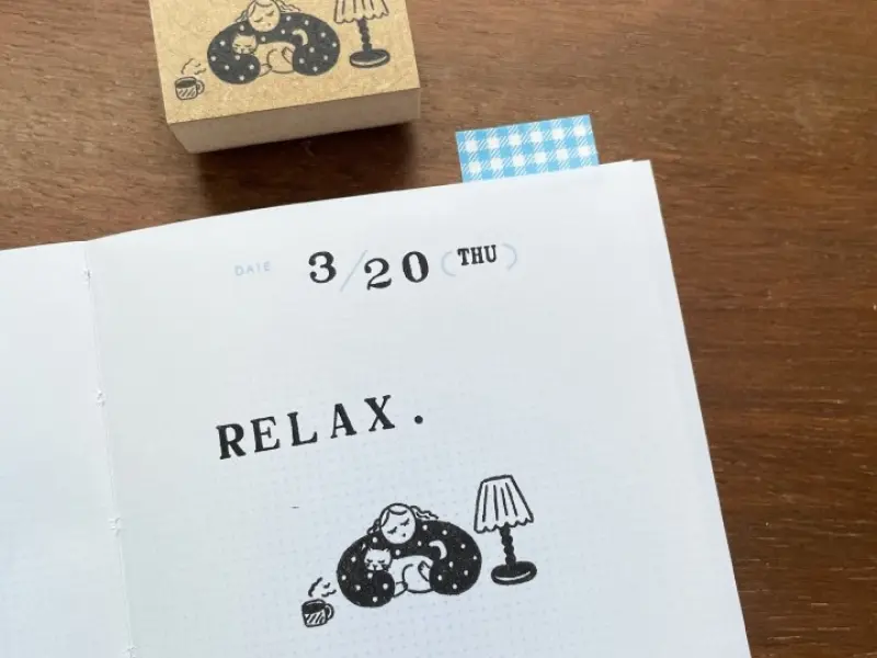Stamp Marche Rubber Stamp - With Coffee and a Cat