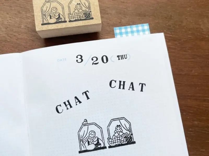 Stamp Marche Rubber Stamp - Chatting by the Window