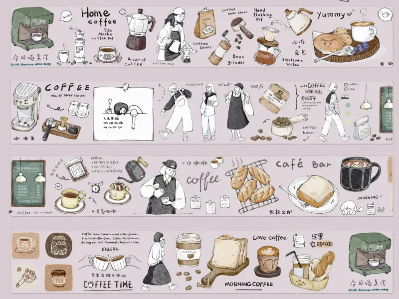 Xiaobaijia Kiss-Cut Matte PET Tape - Coffee Brain