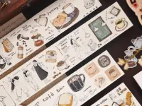 Pre-Order Xiaobaijia Kiss-Cut Matte PET Tape - Coffee Brain