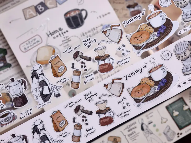 Xiaobaijia Kiss-Cut Matte PET Tape - Coffee Brain
