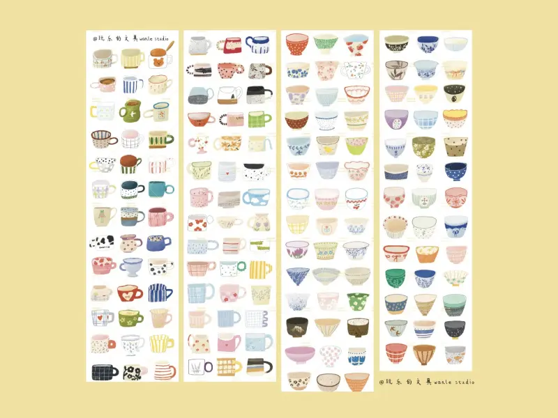 Wanle Studio Die-Cut Washi Tape - Many Mugs And Cups