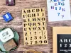 Sanby Wooden Rubber Stamp Set Alphabet And Numbers - Stencil