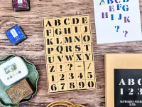 Sanby Wooden Rubber Stamp Set Alphabet And Numbers - Stencil