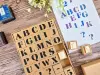 Sanby Wooden Rubber Stamp Set Alphabet And Numbers - Stencil