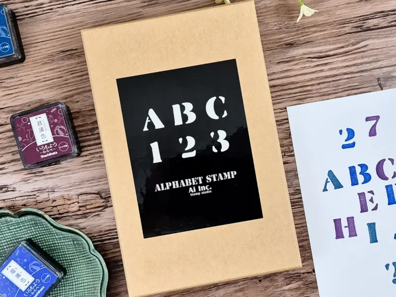 Sanby Wooden Rubber Stamp Set Alphabet And Numbers - Stencil