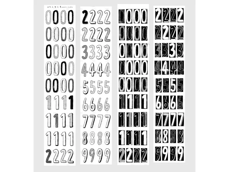 Wanle Studio Die-Cut Tape - Long Numbers Black And White