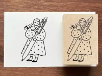 Stamp Marche x Mitsubishi Uni-Ball Rubber Stamp - Girl With Pen