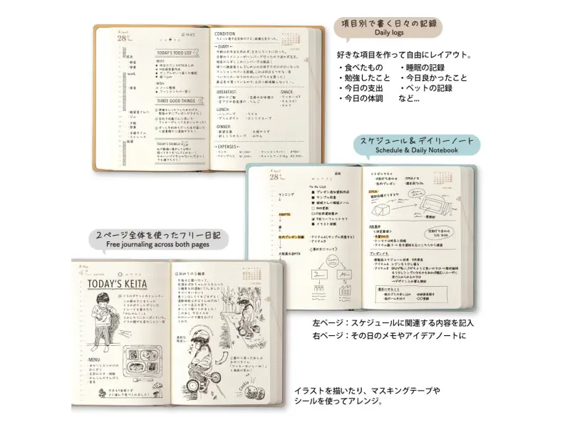 Pre-Order MIDORI HIBINO Diary 2027 A6 Two-Pages-Per-Day Planner - Pink Limited