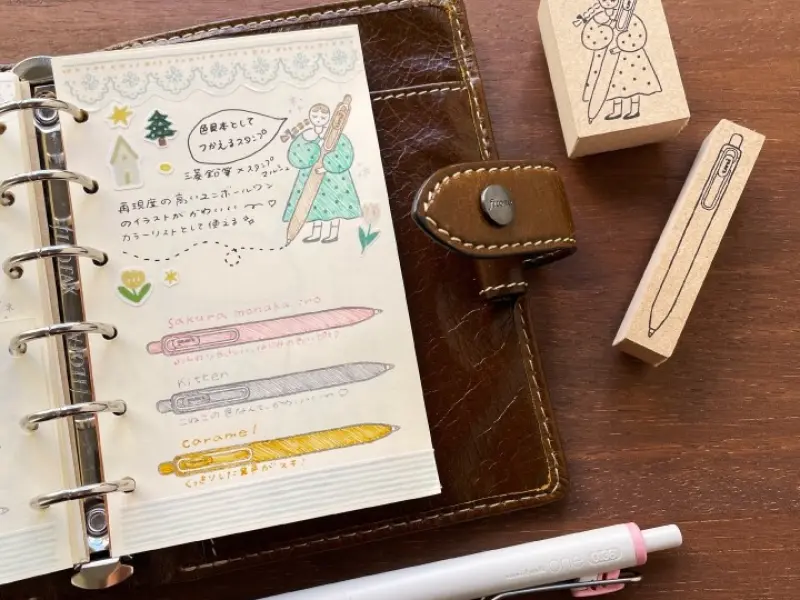 Stamp Marche x Mitsubishi Uni-Ball Rubber Stamp - Girl With Pen