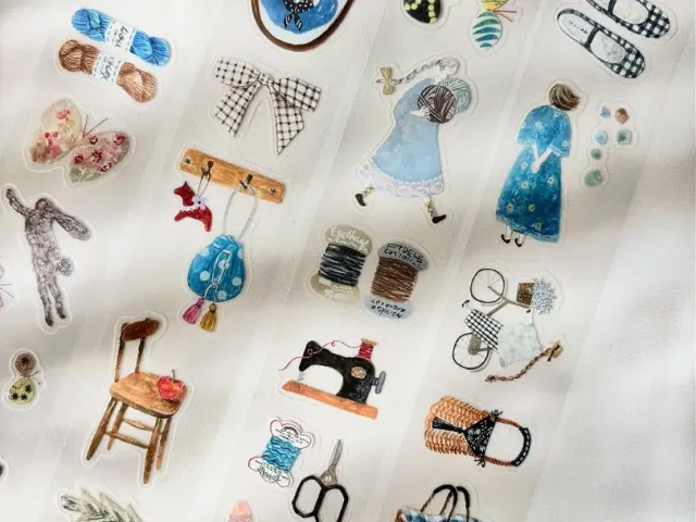 Pion Kiss-Cut Glossy PET Tape Mini Girl - Fabric