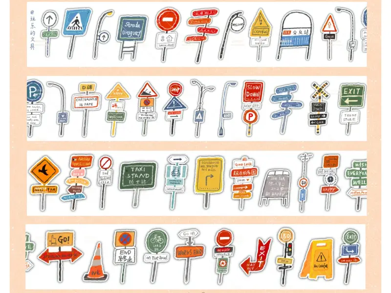 Wanle Studio Kiss-Cut Washi Tape - Many Signs