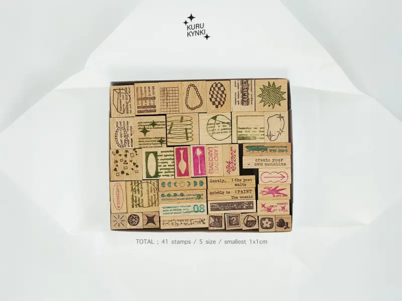 Pre-Order Kurukynki Wooden Rubber Stamp Set - So Random
