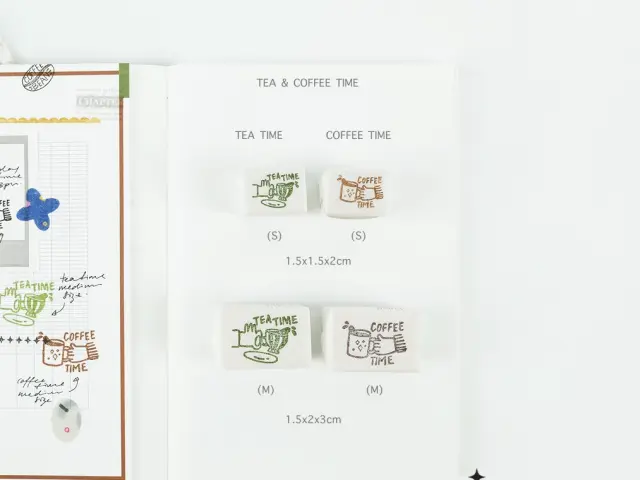 Kurukynki Wooden Rubber Stamp - Tea And Coffee Time