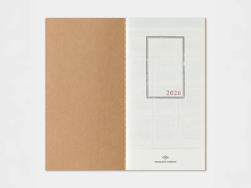 2026 Monthly Diary Traveler's Notebook Refill (Regular Size)