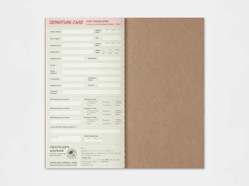 2026 Weekly + Memo Diary - Traveler's Notebook Refill Set (Regular Size)