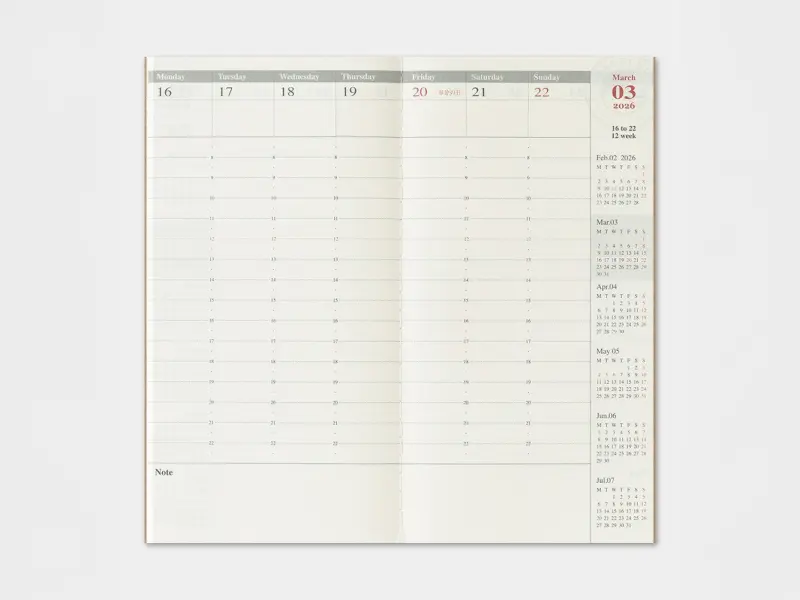 2026 Weekly Vertical Diary - Traveler's Notebook Refill Set (Regular Size)