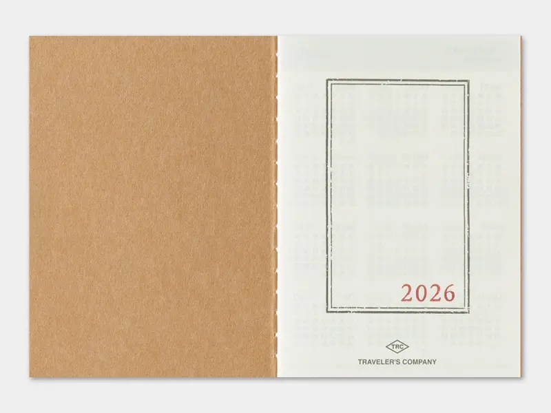 2026 Monthly Diary - Traveler's Notebook Refill (Passport Size)