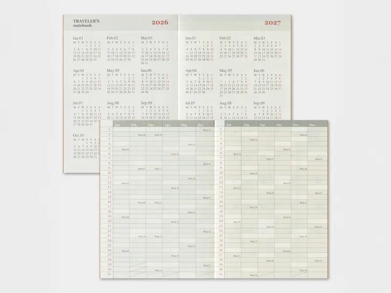2026 Monthly Diary - Traveler's Notebook Refill (Passport Size)