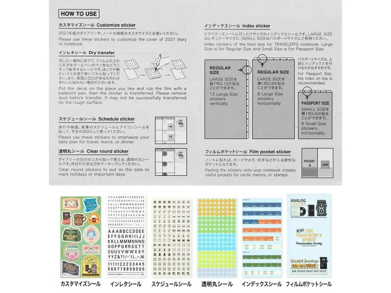 2026 Traveler's Company Customized Sticker Set