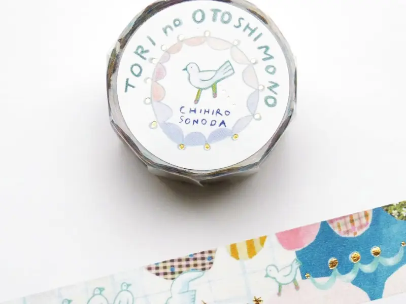Cozyca x CHIHIRO SONODA Foil-Stamped Masking Tape - TORI no OTOSHIMONO