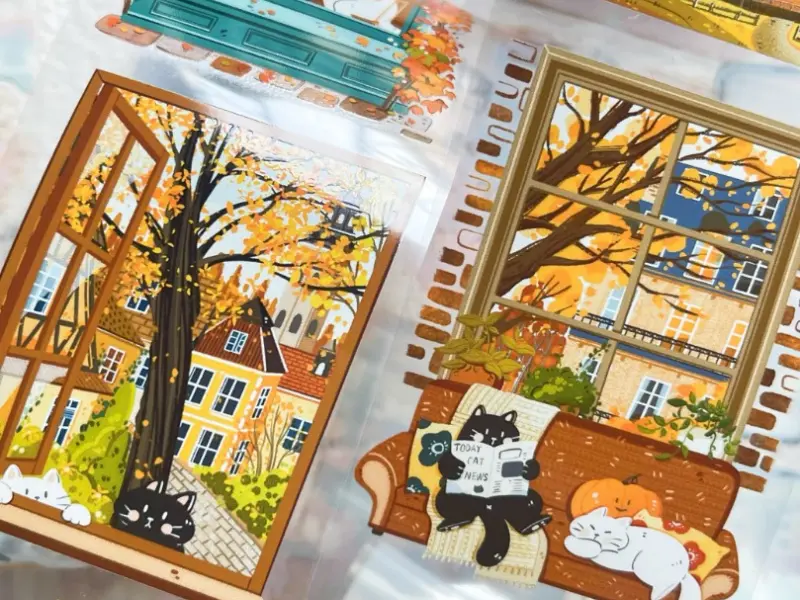 Xiami Original PET Tape Autumn Gazette - Cats and Fall Scenery