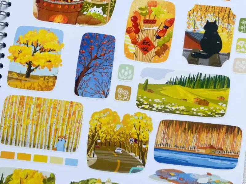 Xiami Original Kiss-Cut PET Tape Autumn Collage - Cats, Fall and Halloween