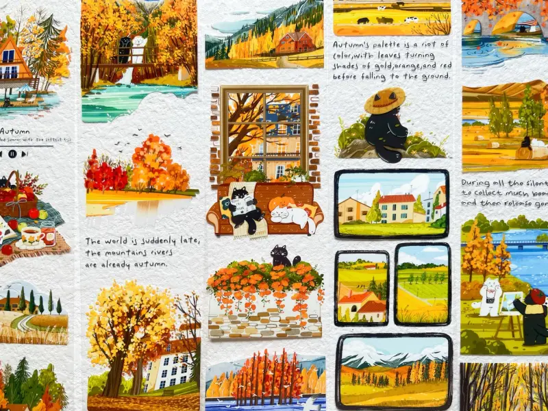 Xiami Original PET Tape Autumn Gazette - Cats and Fall Scenery