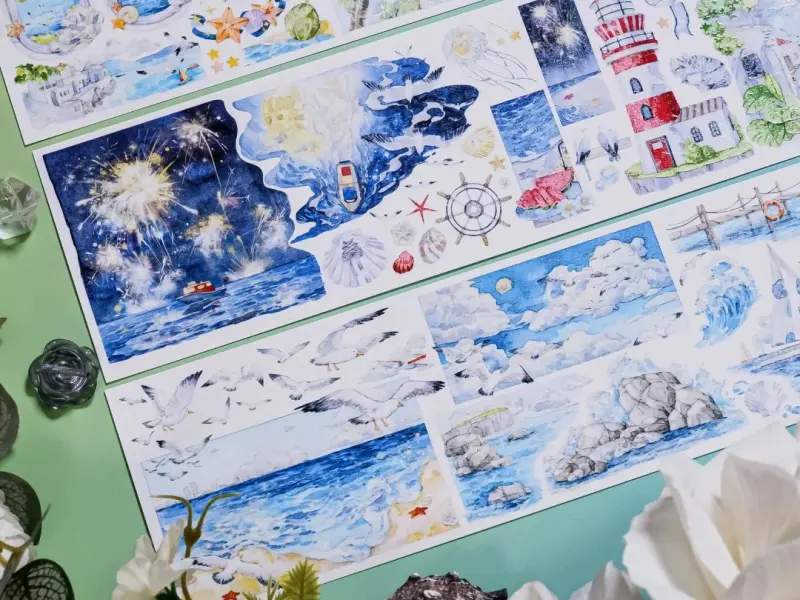 Shine Washi Tape Sample Blue Island - Chasing Waves