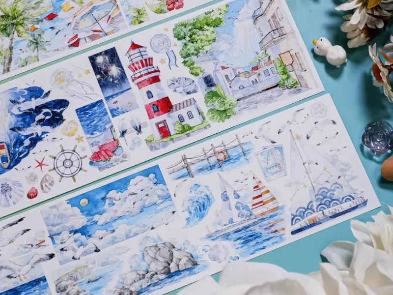 Shine Washi Tape Sample Blue Island - Chasing Waves