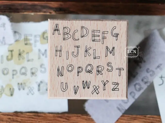 Lin Chia Ning Wooden Rubber Stamp - Hand Drawn Alphabets