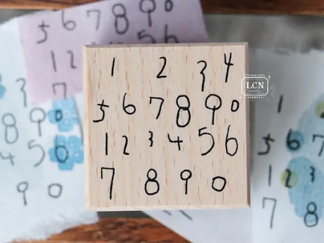 Lin Chia Ning Wooden Rubber Stamp - Hand Drawn Numbers