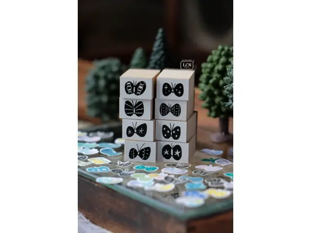 Lin Chia Ning Wooden Rubber Stamp Set - Butterflies