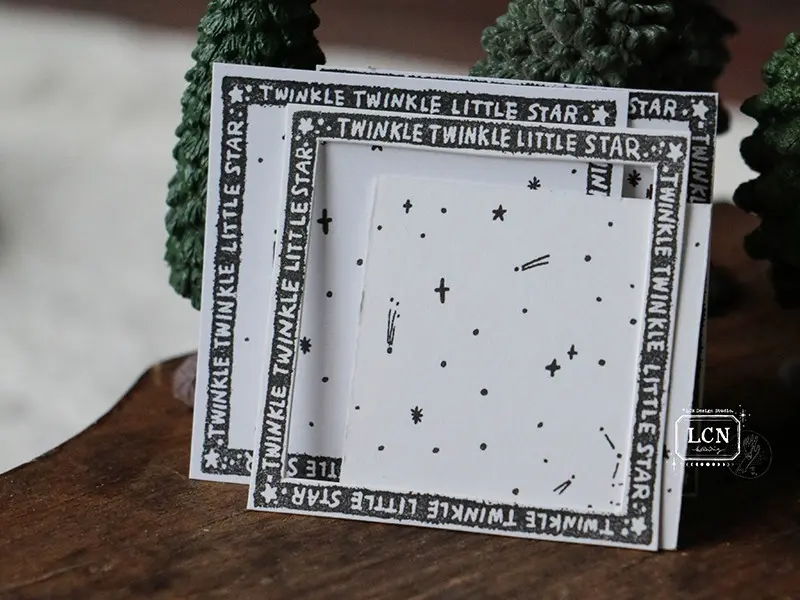 Lin Chia Ning Wooden Rubber Stamp - Frame Twinkle Stars