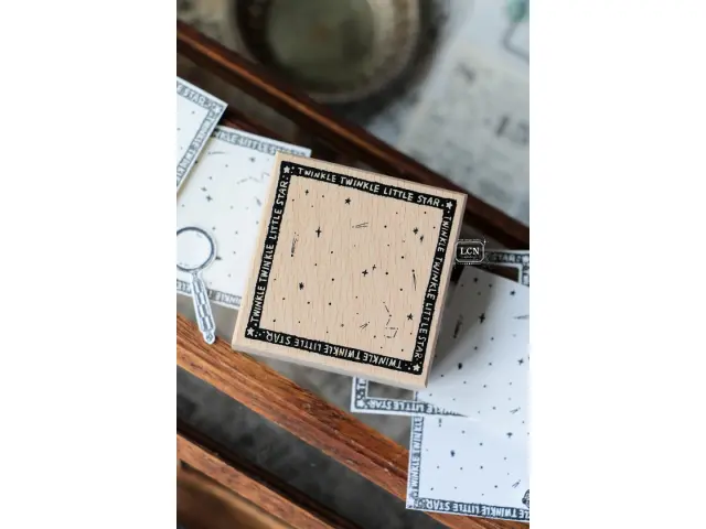 Lin Chia Ning Wooden Rubber Stamp - Frame Twinkle Stars