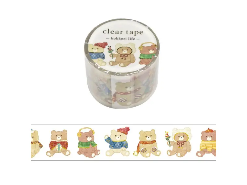 Mindwave Clear PET Tape Hokkori Life - Winter Bears