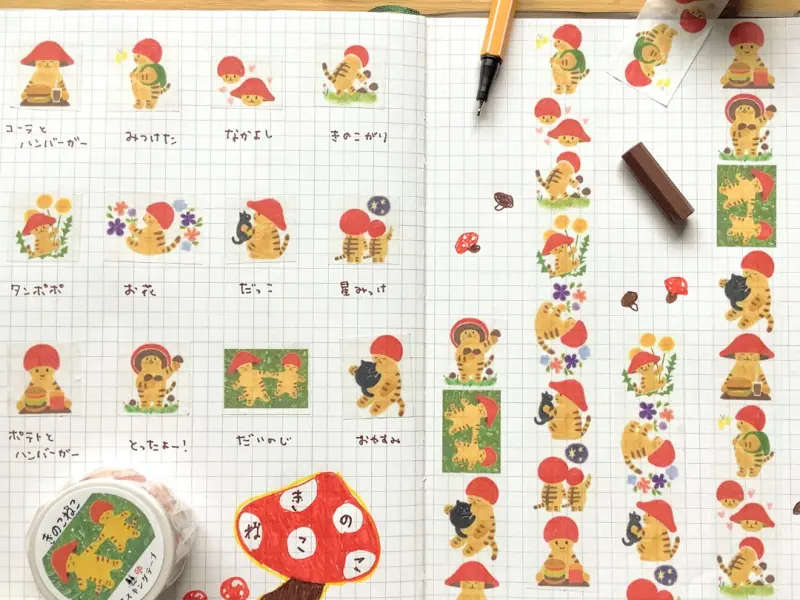 4Legs Washi Tape - Mushroom Cat 2